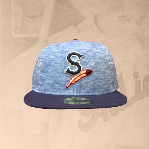 Spokane Indians Fitted Heather Blue w/Navy