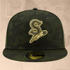 Spokane Indians Fitted Dark Green Camo Cap