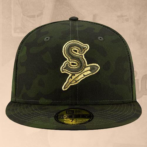 Spokane Indians Fitted Dark Green Camo Cap