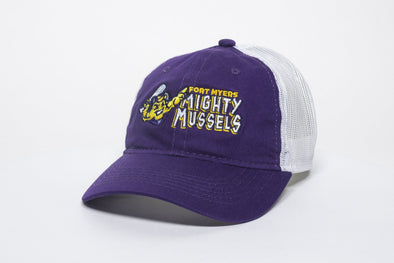 Mighty Mussels Adjustable Hat, Purple/White