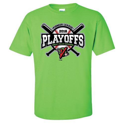 Great Falls Voyagers Playoffs 2018 Lime Green T-Shirt