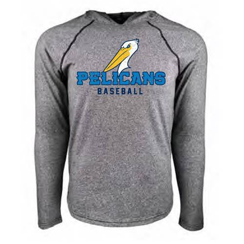 MYRTLE BEACH PELICANS 108 STITCHES GRAY EURO RAGLAN HOODIE