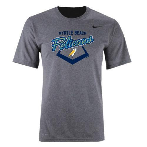 MYRTLE BEACH PELICANS NIKE GRAY MILB254 DRIFIT TEE