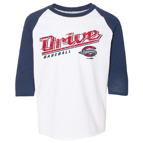 Greenville Drive Bimm Ridder Youth White/Navy 3/4slv Tee