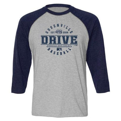 Greenville Drive Bimm Ridder Grey/Navy 3/4sleeve raglan Tee