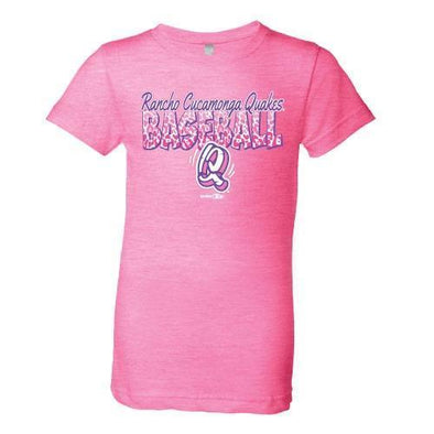 Rancho Cucamonga Quakes Youth Girls Saffari Shirt-Neon Pink