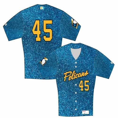 MYRTLE BEACH PELICANS WILSON SALUTE TO GLITTER SPECIALTY JERSEY