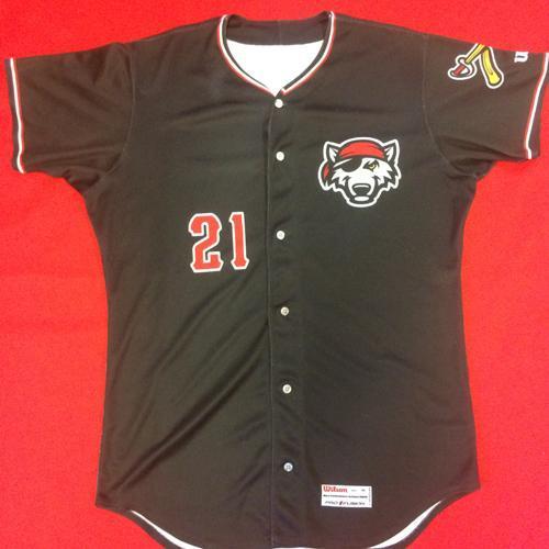 Erie SeaWolves Grayson Greiner Black Game Used Jersey #21