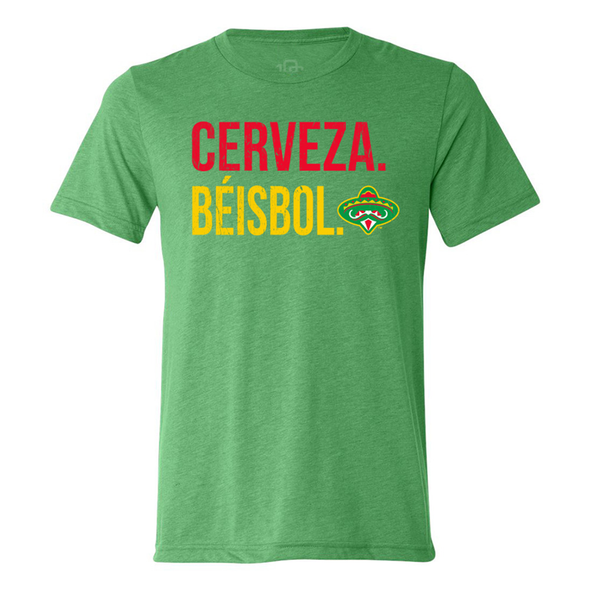 Arkansas Travelers Cerveza Beisbol Tee Green