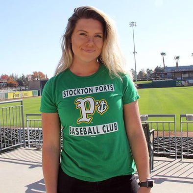 Stockton Ports Women's 'P' Anchor Green Tee