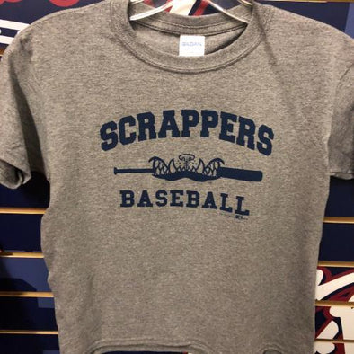 Mahoning Valley Scrappers Youth Grey Bat in Bite Tee