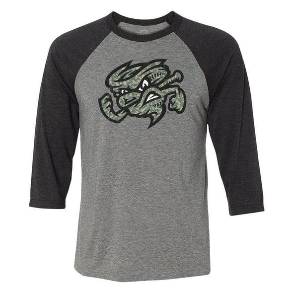 Omaha Storm Chasers Men's 108 Grey/Black Vortex Camo Raglan Tee