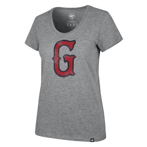 Greenville Drive 47Brand Ladies Gry Scpnk Tee w/Red G