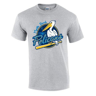 MYRTLE BEACH PELICANS TEE GRAY PRIMARY LOGO