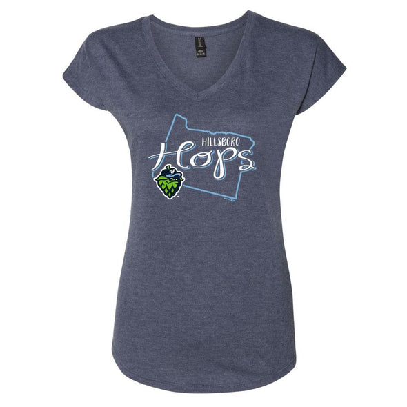 Women's V-Neck T-Shirt, Hillsboro Hops