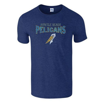 MYRTLE BEACH PELICANS VANTAGE APPAREL HEATHER NAVY SOFTSTYLE ALT TEE