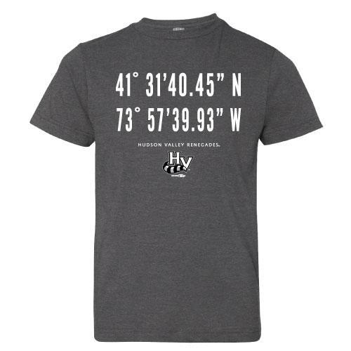 Hudson Valley Renegades Apparel/Youth (Bimm Ridder)-Latitude & Longitude T-Shirt-Black/Charcoal