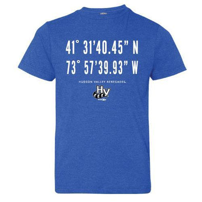 Hudson Valley Renegades Apparel/Youth (Bimm Ridder)-Latitude & Longitude T-Shirt-Royal