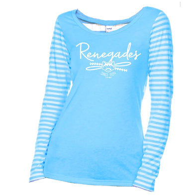 Hudson Valley Renegades Apparel/Women (MV Sport)-LS Striped T-Shirt-Light Blue