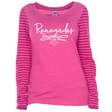 Hudson Valley Renegades Apparel/Women (MV Sport)-LS Striped T-Shirt-Pink