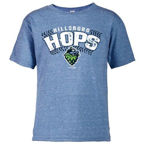 Bimm Ridder Youth Heather Blue T-shirt, Hillsboro Hops