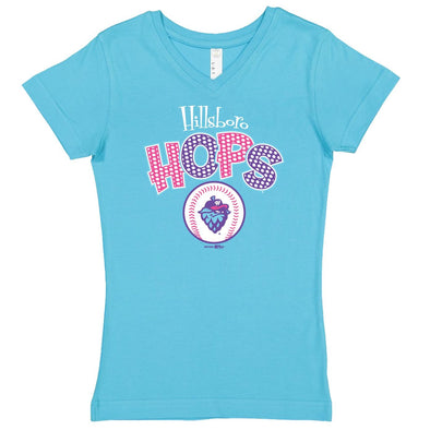 Bimm Ridder Girls V-neck T-shirt, Hillsboro Hops
