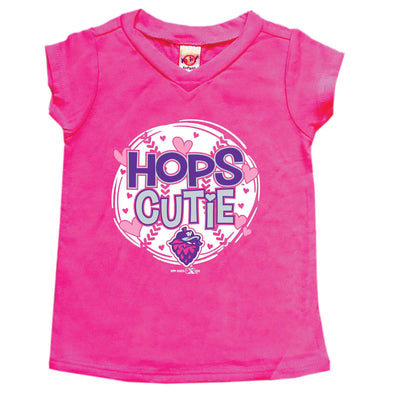 Girls Hot Pink Infant V-neck Tee, Hillsboro Hops
