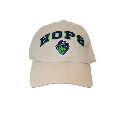 Khaki "Hawk" Hops Cap - Navy Lettering, Hillsboro Hops