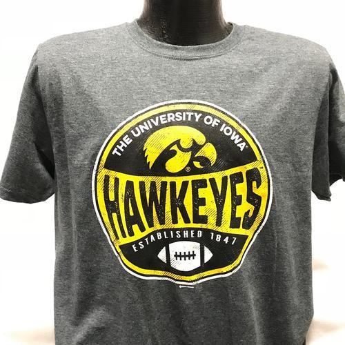 Iowa Hawkeye Circles Tee, Charcoal Heather