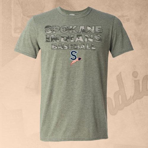 Spokane Indians Heather Military Green Indians Tee