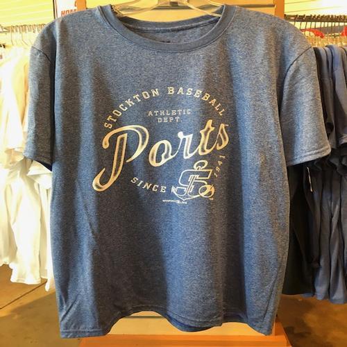 Stockton Ports Heather Blue Athletic Tee