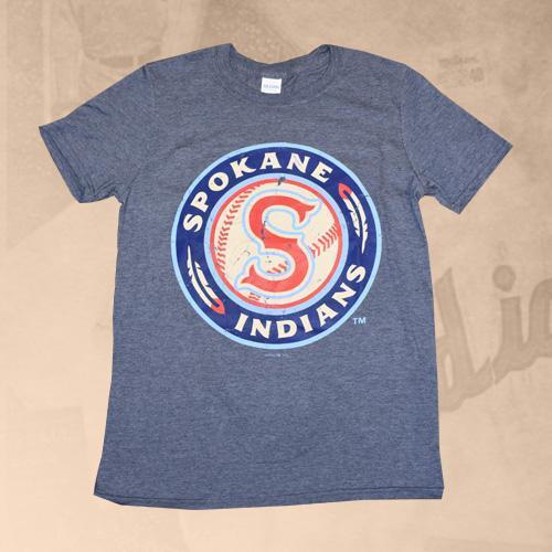 Spokane Indians Heather Navy Logo Tee