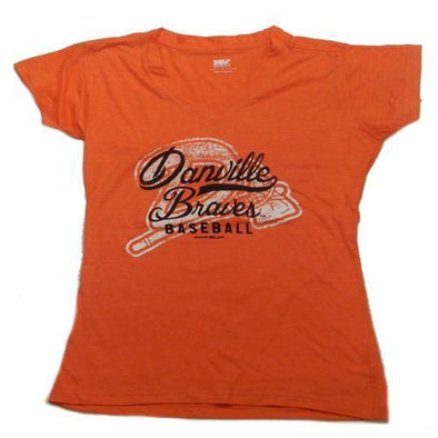 Danville Braves Ladies Vivianne V-Neck Hot Coral T-Shirt