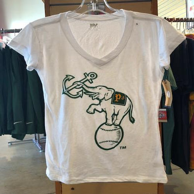 Stockton Ports Elephant White V-Neck