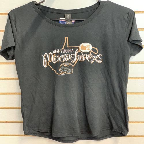 West Virginia Black Bears Moonshiners Ladies Black Tee