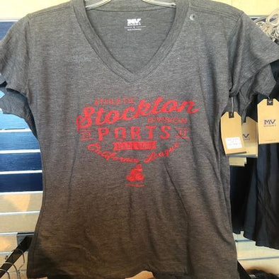 Stockton Ports Charcoal Grey V-Neck