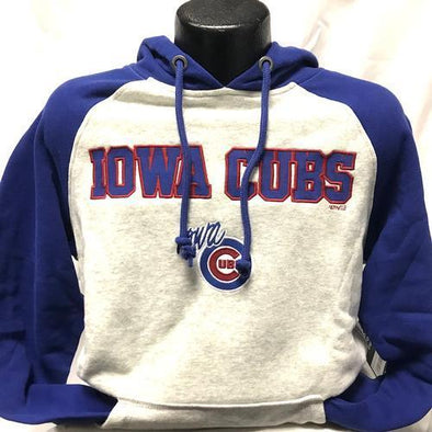 Iowa Cubs Headline Raglan Hoodie, Fog