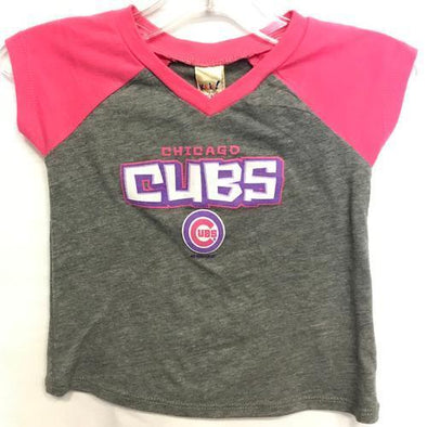 Chicago Cubs Infant Girls Raglan V-Neck Tee