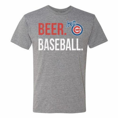 Iowa Cubs Beer Baseball Tee, Gray