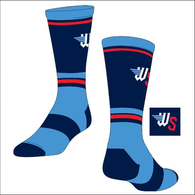 LOGO STRIPED CREW SOCK-Light Blue