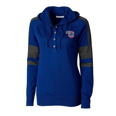 Iowa Cubs Women's Kate Hooded Henley Sweater, Royal