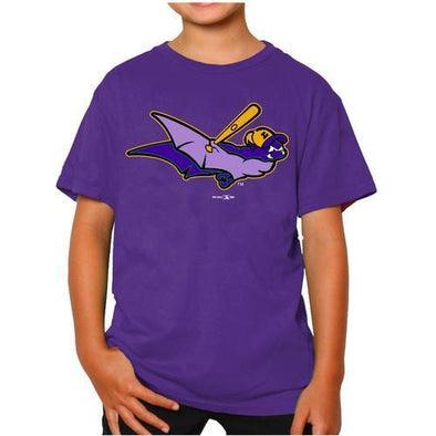 Louisville Bats Youth Riverbats Mascot Purple Tee