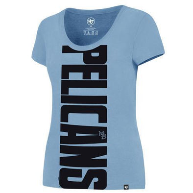 MYRTLE BEACH PELICANS 47 BRAND LADIES CAROLINA BLUE SCOOP TEE