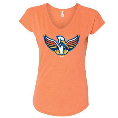 Myrtle Beach Pelicans COPA BIMM RIDDER PELICANOS DE MYRTLE BEACH HEATHER ORANGE LADIES V-NECK TEE