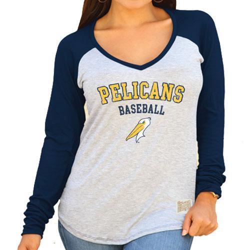 Myrtle Beach Pelicans ORIGINAL RETRO BRAND LADIES NAVY RAGLAN V