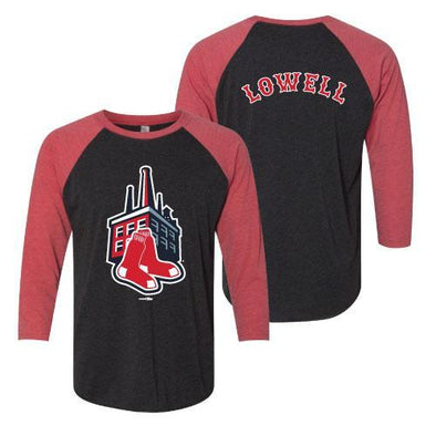 Lowell Spinners Black/Red Mill Sox Raglan Tee