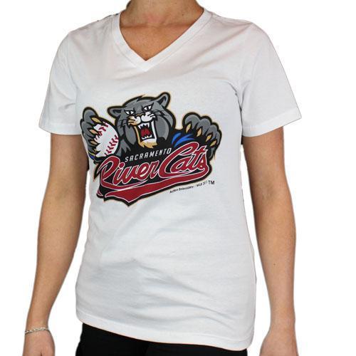 PRIMARY V-NECK WHITE, SACRAMENTO RIVER CATS