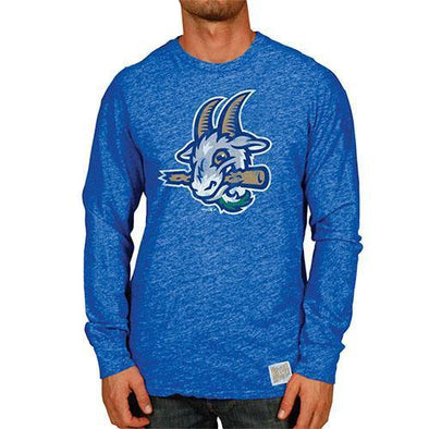 Hartford Yard Goats Retro Brand Men's Long Sleeve Triblend Tee in Blue