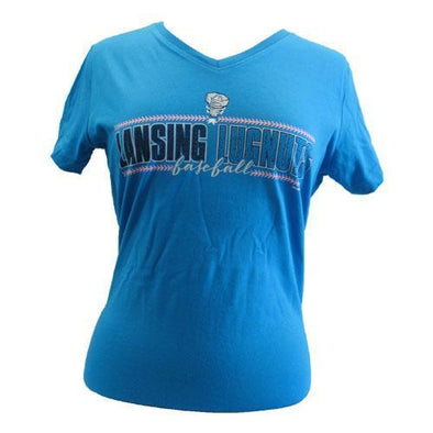 Lansing Lugnuts Ladies V-Neck T-shirt - Cobalt
