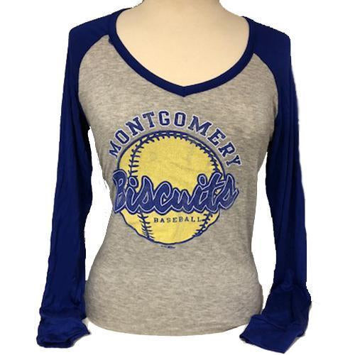 Montgomery Biscuits Ladies Contrast V-Neck Raglan